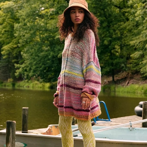 Free People Dream State Oversized Pullover Knit Sweater In Rainbow Dream Size M - Picture 1 of 8